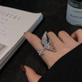 Trendy Shining Butterfly Adjustable Opening Ring Women Crystal Zircon Copper Inlaid Fashion Party Hand Rings Accessories Jewelry