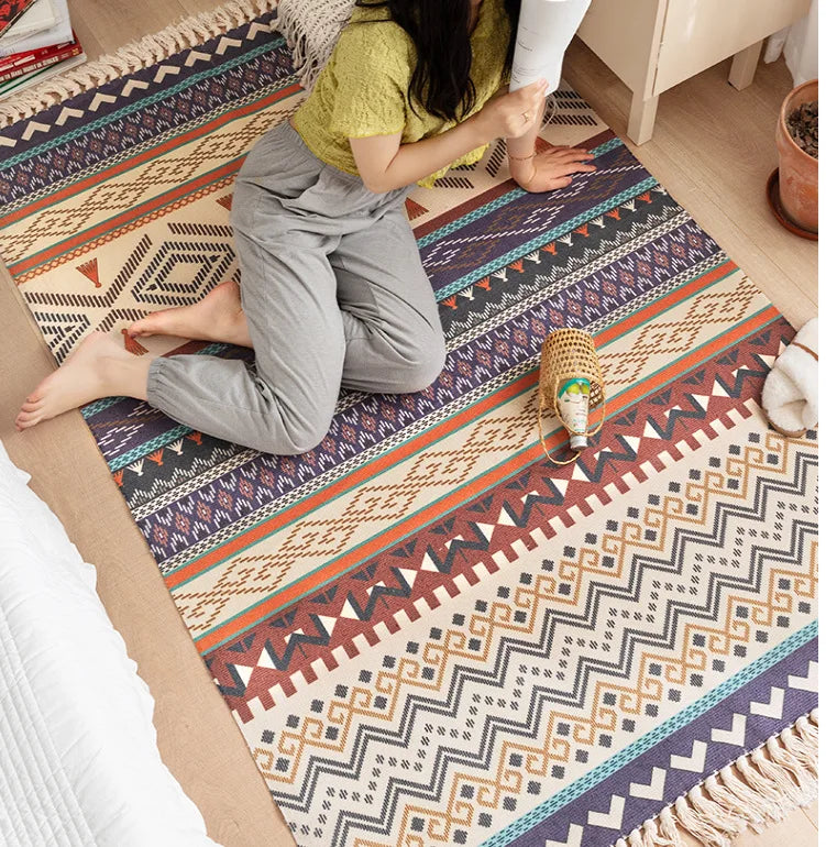 Y-Z Carpet Boho Macrame Floor Rugs Various Colors Sizes Runner Rug Fringe Beige Handwoven Bohemian Carpet