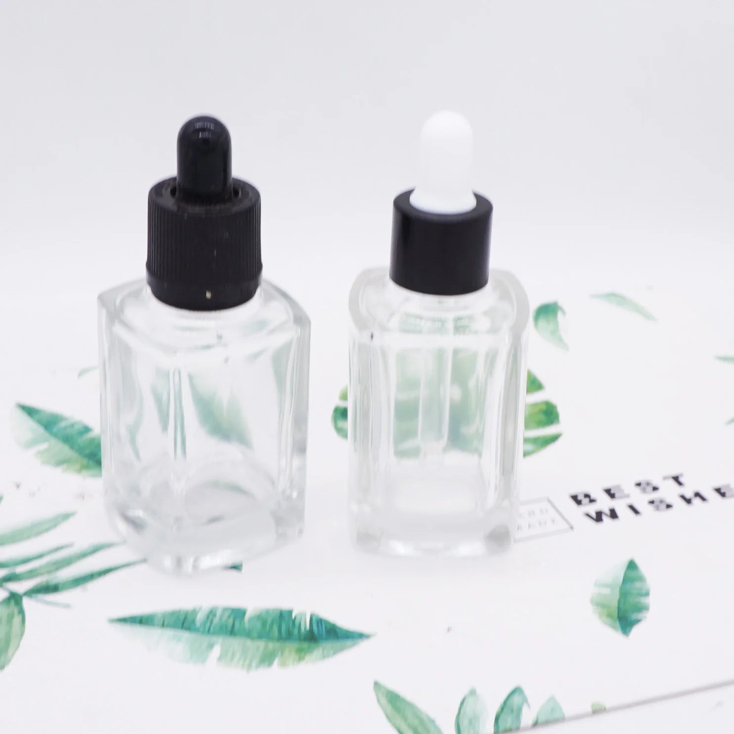 30ml square Glass Dropper Bottles with Black Dropper Lid for Essential Oil