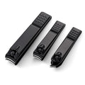 Black 3-pcs Carbon Steel Small Portable  Matte Slant Edge Cutter Finger Toe  Nail Clippers Tools Gift