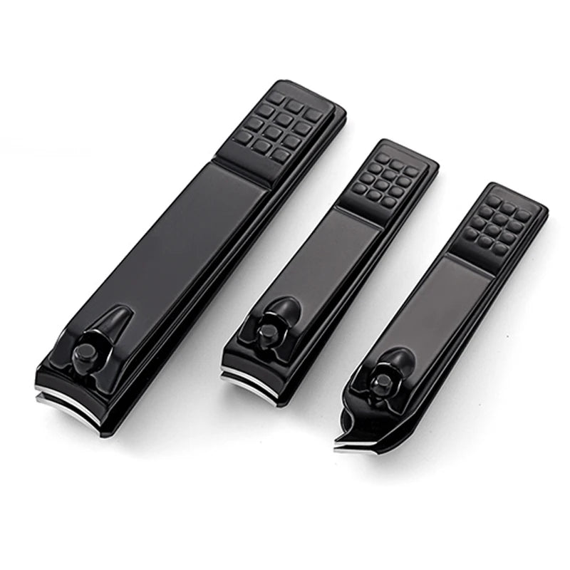 Black 3-pcs Carbon Steel Small Portable  Matte Slant Edge Cutter Finger Toe  Nail Clippers Tools Gift