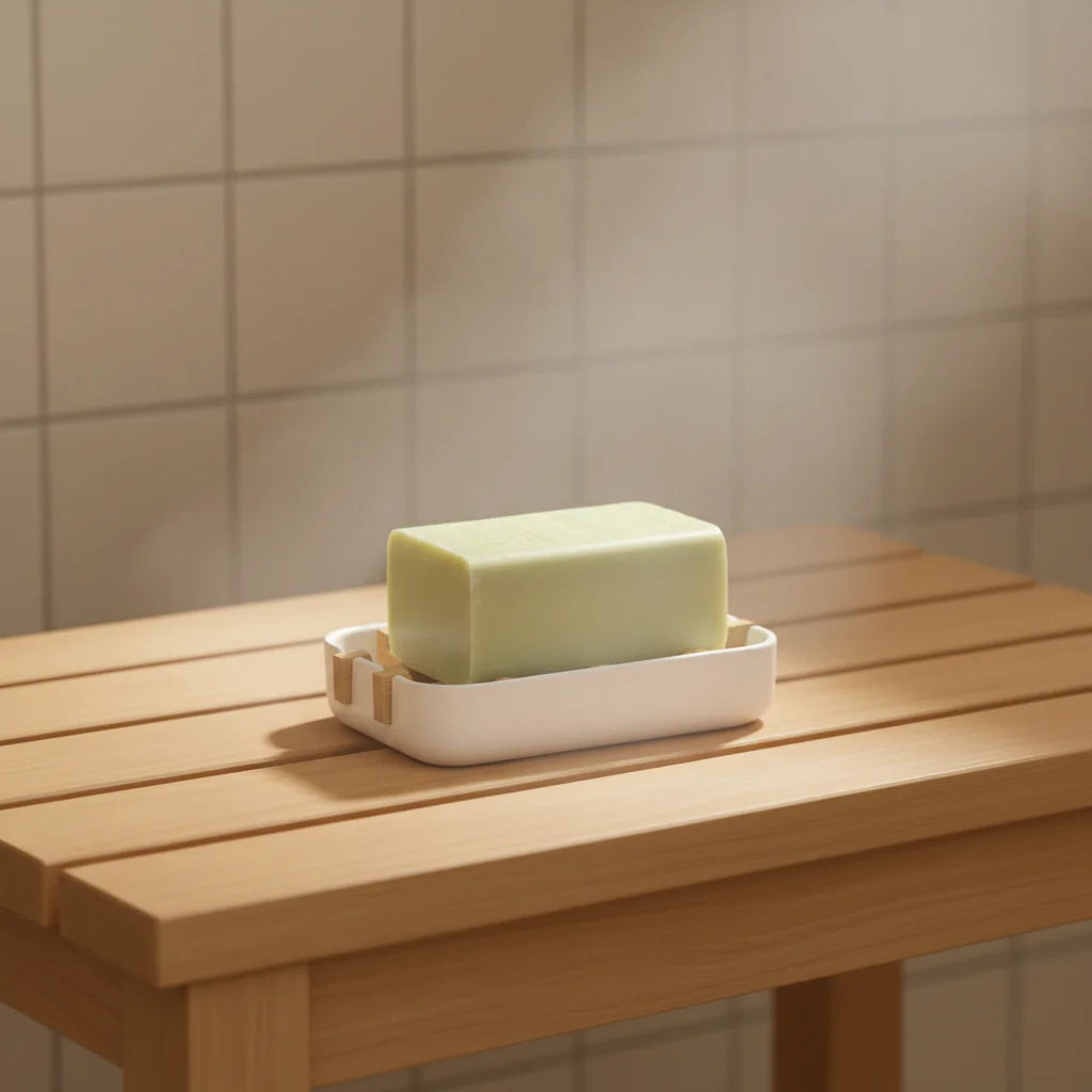 Modern Luxury Design Eco Friendly Bamboo Fiber Bathroom Soap Dish Holders bar Drain Tray case OEM