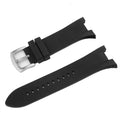 31mm Black Rubber Luxury Watch Band with Silver Buckle Breathable Feature Compatible for Armani Exchange AX1042 AX1050 AX1114