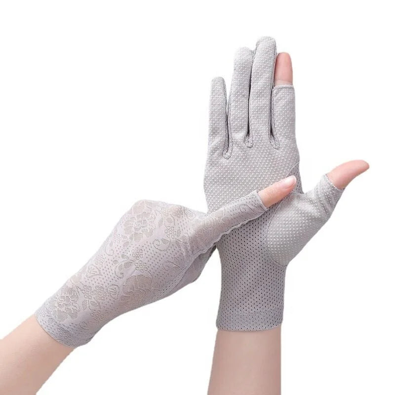 Fashion Women's Ice Cooling Fingerless Gloves Summer Outdoor Fishing Sports Breathable Eco-Friendly Anti-UV Protection Driving