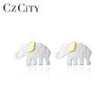 CZCITY Brush Solid 925 Sterling Silver Elephant Stud Earrings for Women Fine Jewelry Silver Boucle D'Oreille Femme Gifts