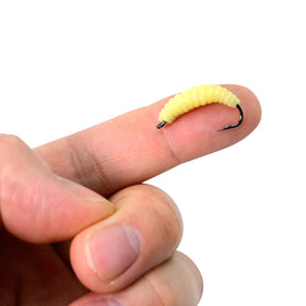 Soft Bait Breadworm Soft Worm Bait with Hook 22mm 0.43g Bionic Soft Bug Maggot with Hook Fishing Crucian Carp Grass Carp Bait