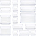 Hot-Selling 16-Piece Drawer Organizer Tray Set 5 Different Sizes Plastic Makeup Office Desk Organizers Popular for Bathroom Use