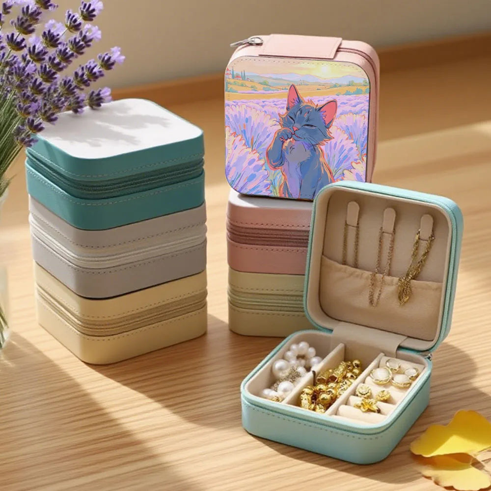 Sublimation Blank DIY PU Premium Jewelry Box Personalized Small Travel Jewelry Organizer Box for Girls Women