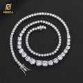 NUOYA New Style Hiphop Jewelry 3mm-7mm Bling CZ Stone Silver Plated Gradient Size Tennis Chain Necklace for Women Jewelry MegaBDM