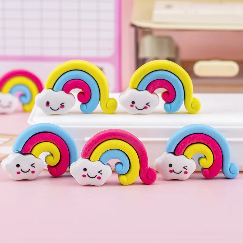 Wholesale Cheap Back to School Gifts Creative Cartoon Rainbow Shape Eraser for Kids