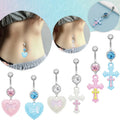 Gaby New pink  Blue Belly Rings 316 L Surgical Steel Heart Cute Belly Button Ring Stainless Steel Jewelry Body Piercing Jewelry