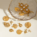 Shiny Diamond Setting PVD Gold Plated Stainless Steel Charm Moon Star Heart Pendant for Jewelry Making Accessories