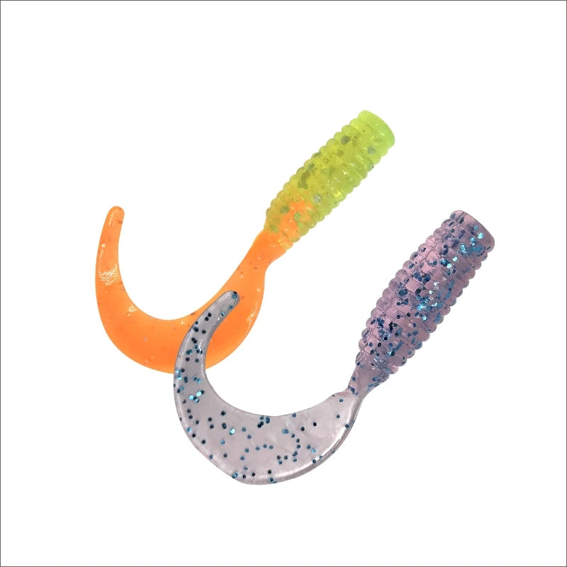 20Pcs Jig Wobblers Soft Fishing Lures 60mm 0.7g/1g Worm  Tail Salt Smell Silicone Bait Aritificial Carp Bass Pike Lure Tackle