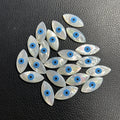 Marquise Shape Natural White Mother of Pearl Shell Evil Eye Cabochon No Hole Small MOP Gemstone for Jewelry Making