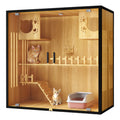 New Arrival Luxury Solid Glass Cat Villa Large Indoor Wooden Enclosure with Wheels Multi-Feature House for Indoor Cats
