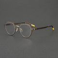 High-Quality Optical Glass Titanium Eyeglass Frames Retro Striped Polygon Optical Glasses Eyewear Daily Casual Outings