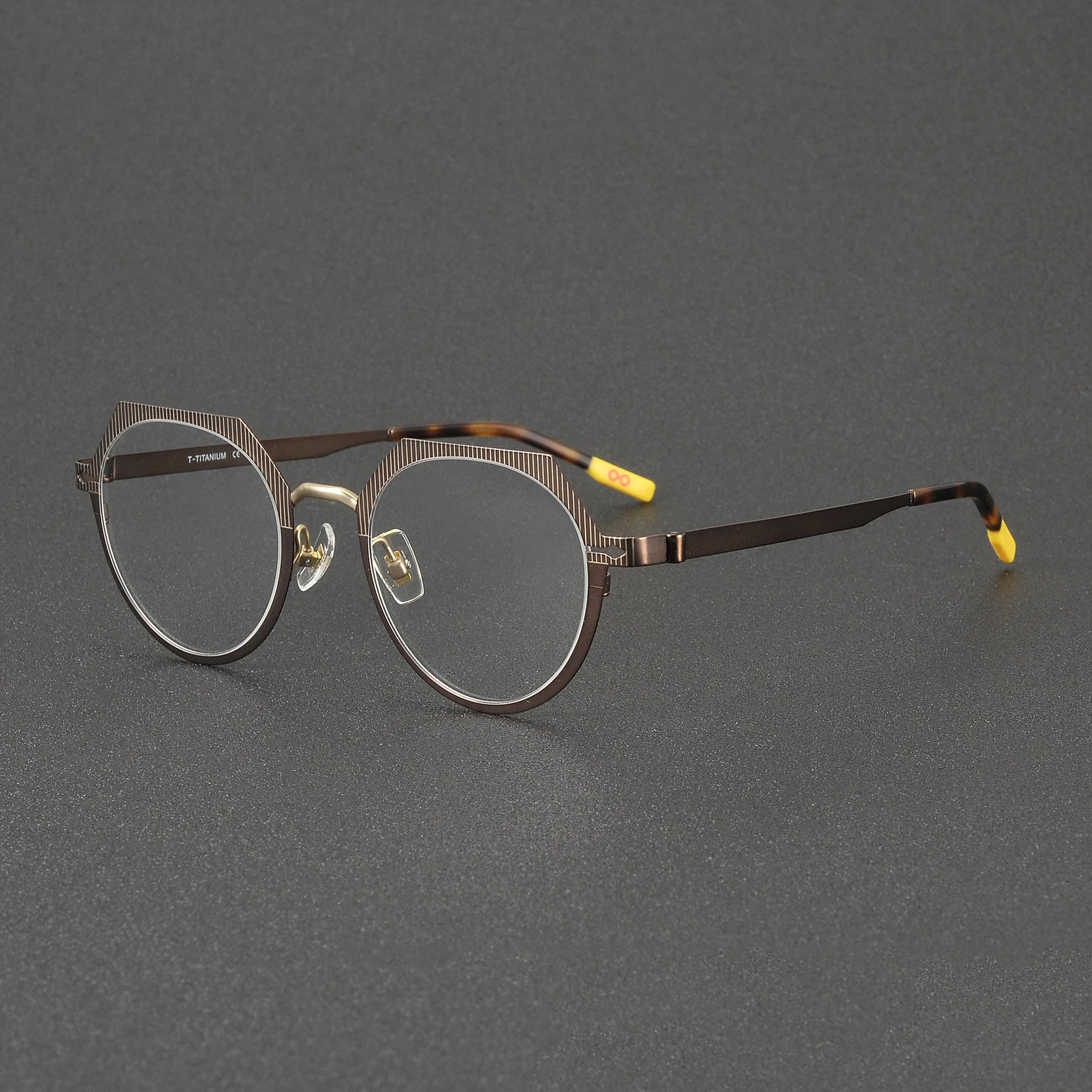 High-Quality Optical Glass Titanium Eyeglass Frames Retro Striped Polygon Optical Glasses Eyewear Daily Casual Outings