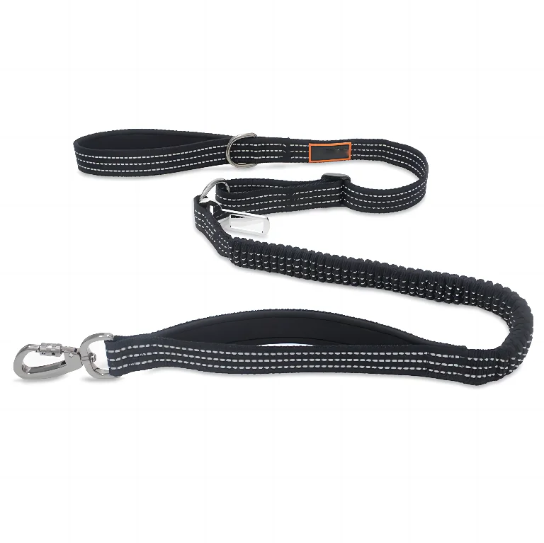 Wholesale Custom Adjustable Reflective Dog Leash with Car Seat Belt Attachment Durable Bungee Elastic Pet Safety