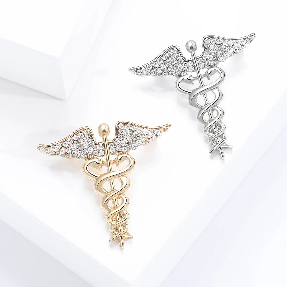Wholesale Crystal Rhinestone Wing Snake Brooch Badge for Doctor Medical Brooch Nurse Coat Decoration Pins(KBL144)