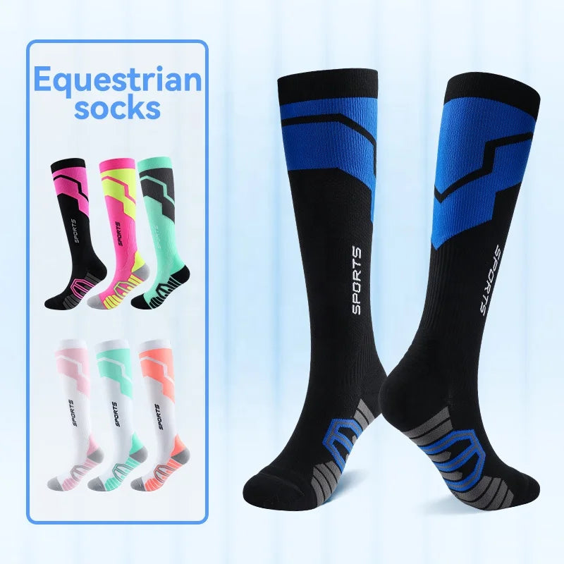 LINGTU Custom Design Logo Thin Light Compression Knee High Boot Socks Breathable Horse Riding Equestrian Socks