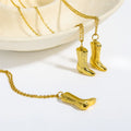 Meetyoo New Design Stainless Steel Charms Necklace Jewelry Western Cowboy Boots Pendant Necklace for Women