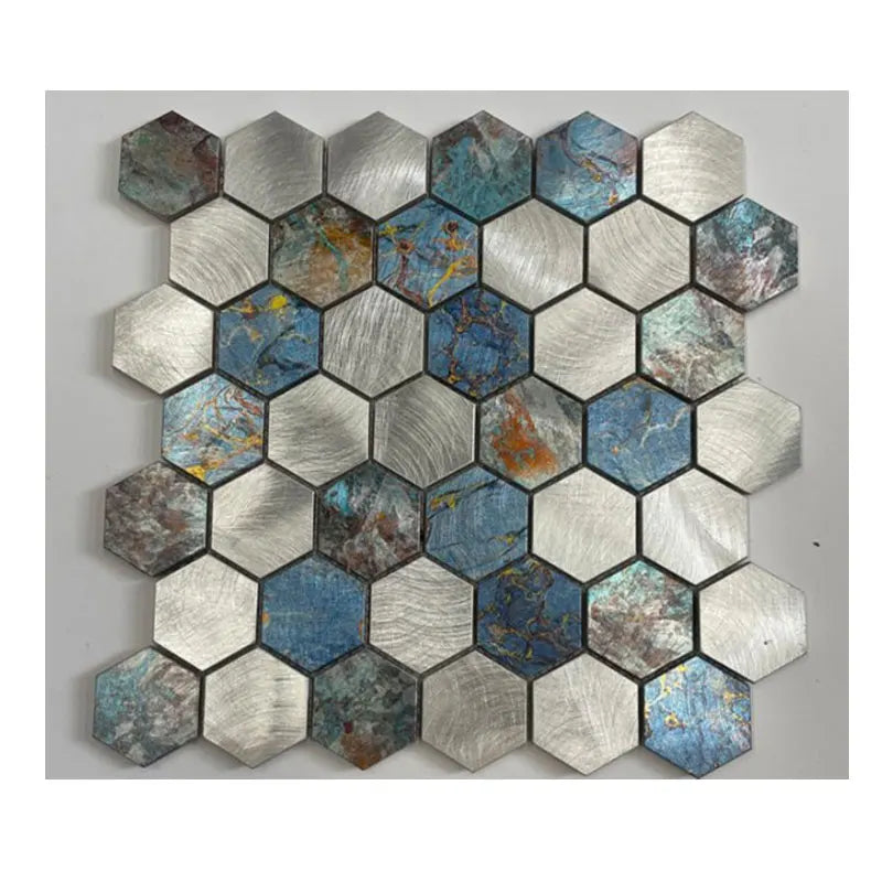 Aluminium Mosaic Tile Print Hexagon Wall Decoration Metal Mosaic Tile Mosaico Bath Echo aluminium Metal Mosaic Tiles