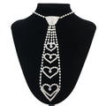 Luxury  Crystal Elegant Necktie Necklace Fashion Bling Bling Rhinestone Bow Tie Hollow Heart Long Necklace