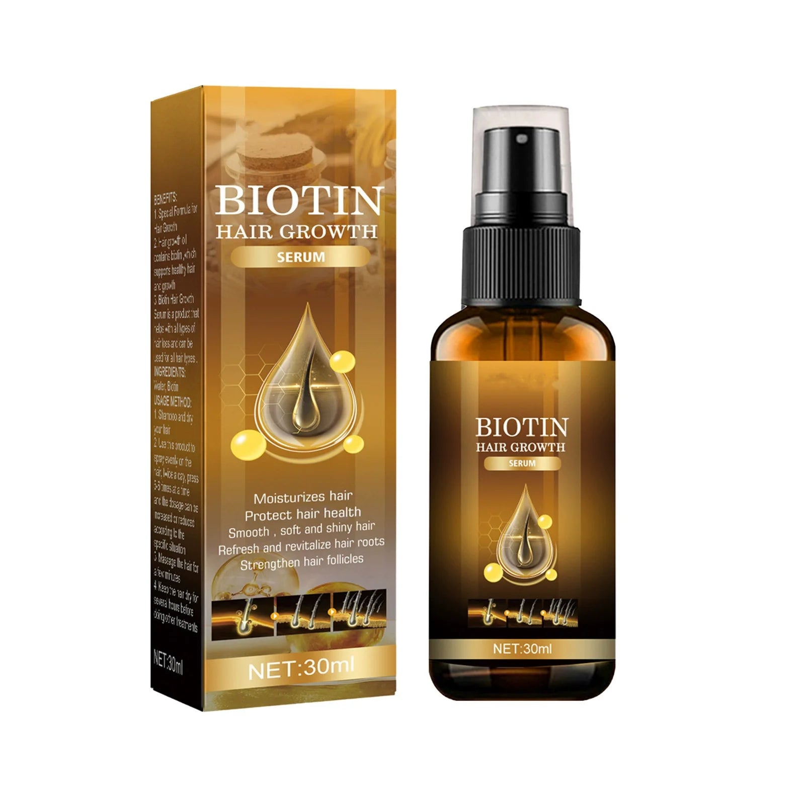 Private Label Biotin Hair Growth Oil with Castor Oil for Hair-Loss Prevention