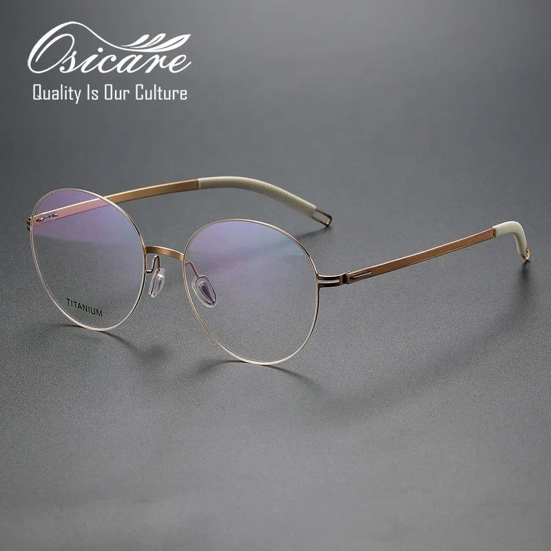 High Quality Men Round Screwless Optical Frame Manufacturers Designer Titanium Eyeglasses for Men Vision Eye Glasses Printed Len