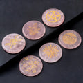 55MM Natural Quartz Plate Chakra Creative Disc Engraved Symbol of Tree of Life Moon and Stars Rose Crystal Energy Disc