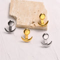 Wholesale Stainless Steel Anchor Stud Earring Gold Plated  Moon Earrings for Women