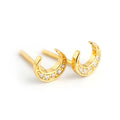 SP Korean Minimalist 925 Silver Stud Earring  CZ Diamond Moon 925 Sterling Silver Stud Earrings