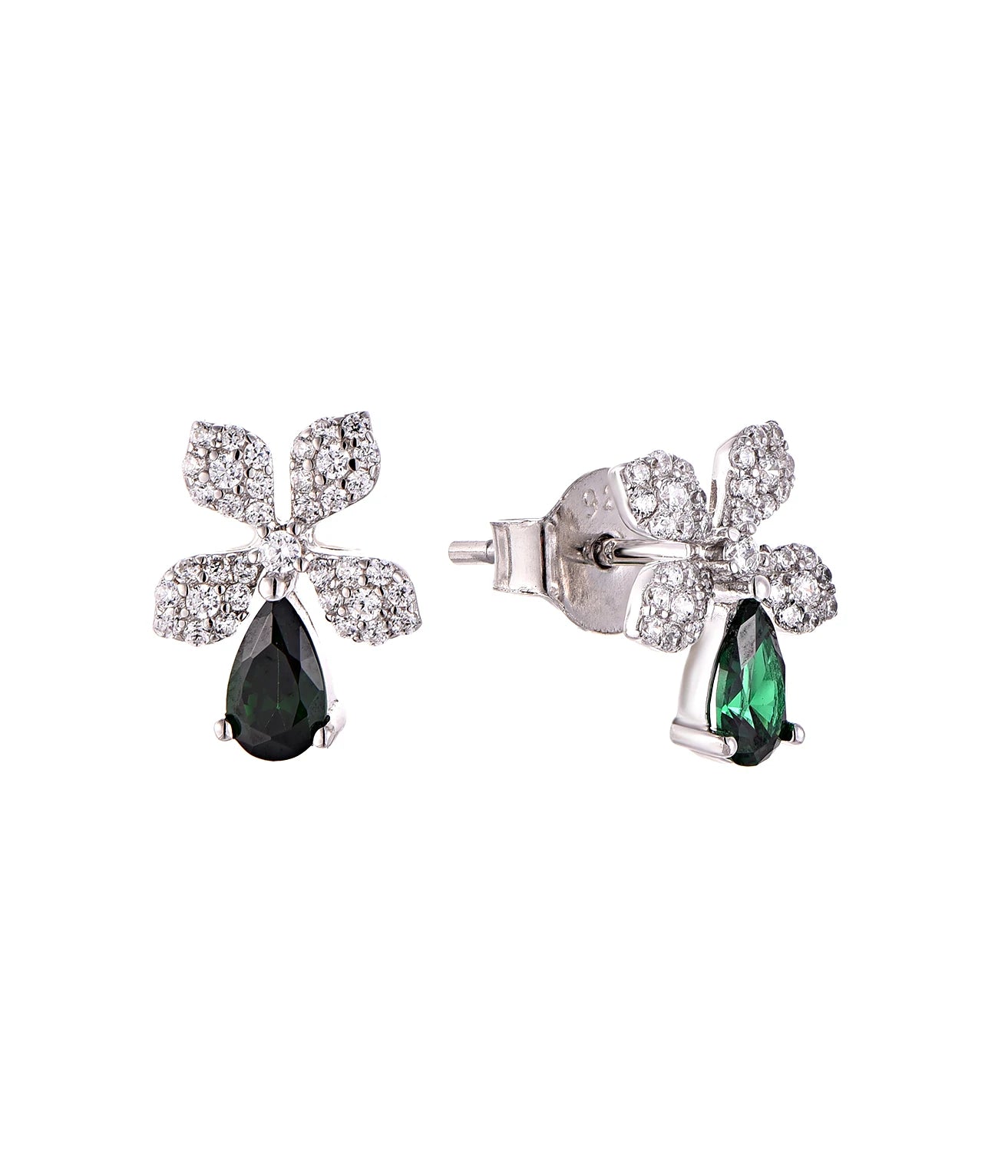 QX Custom OEM Luxury  Fine Jewelry 925 Sterling Silver Cubic Zirconia Wedding Engagement Party Flower Stud Earrings