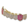 Hip Hop Gold Brass Teeth Grillz Bottom Iced Out  Cubic Zirconia  Custom Grillz Teeth for Men Hip Hop Rapper Jewelry