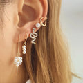 Wholesale 5pcs/Set Snake Pearl Rhinestone Chain Earrings Gold Fashion Earring Set for Women Simple Jewelry Stud Earrings