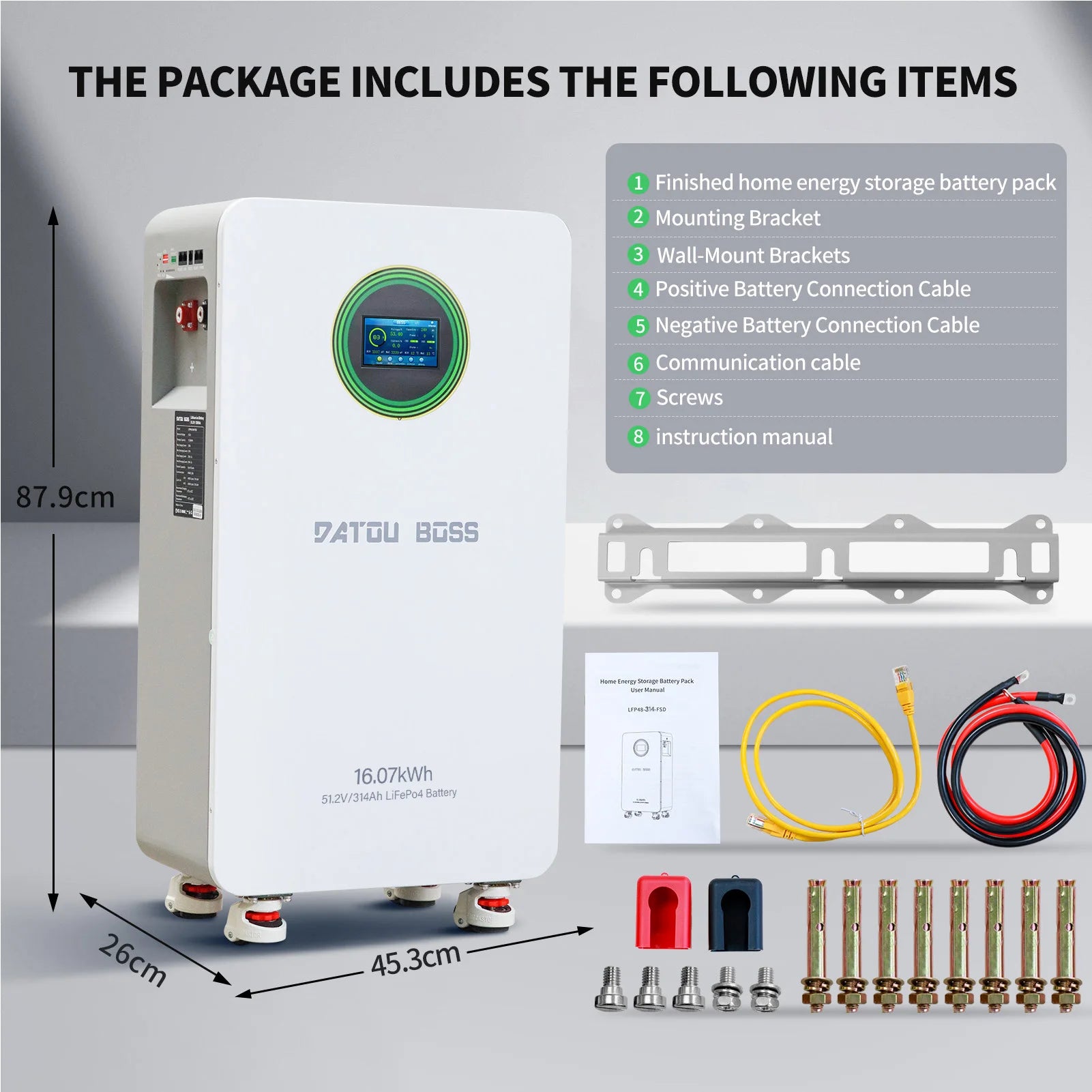DATOUBOSS EU in Stock 48V 310Ah Powerwall Solar Battery 314Ah 300Ah LiFePo4 Battery 15kWh 16kWh Lithium Ion Batteries Pack