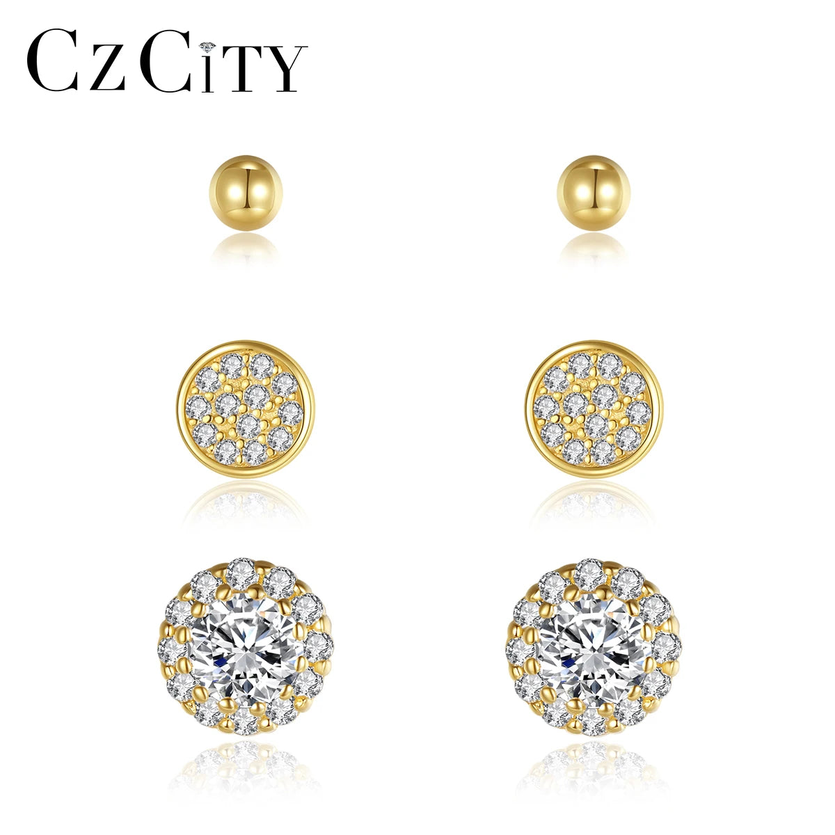 CZCITY Tiny CZ Ball Earing Lady Jewelry Simple 925 2026 Minimalist Pin Bulk Small Silver Stud Women Earring Set