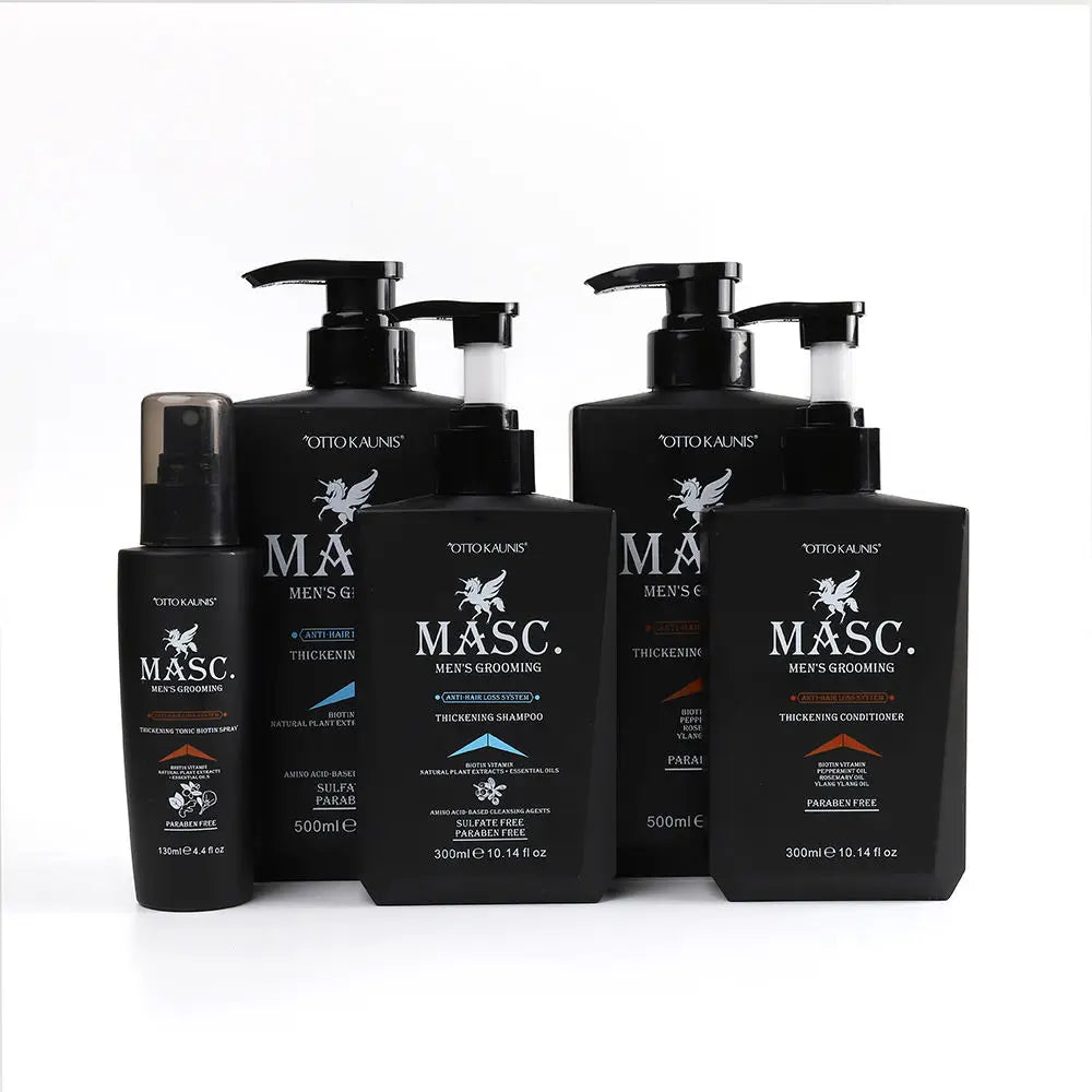 Private Label Herbal Men Care Set OEM Hair Growth Thickening Anti-Hair Loss Cream with Hyaluronic Acid & Coconut Oil