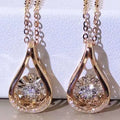 CAOSHI Dainty Jewelry Elegant Water Drop Shaped Necklaces for Women Link Chain CZ Cubic Zircon 18k Gold Plated Charm Pendant