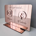 Hot Sale TableTop Mirror Acrylic Social Media Business Sign Facebook Ins Plaque Gold Qr Code Icons Salon Sign