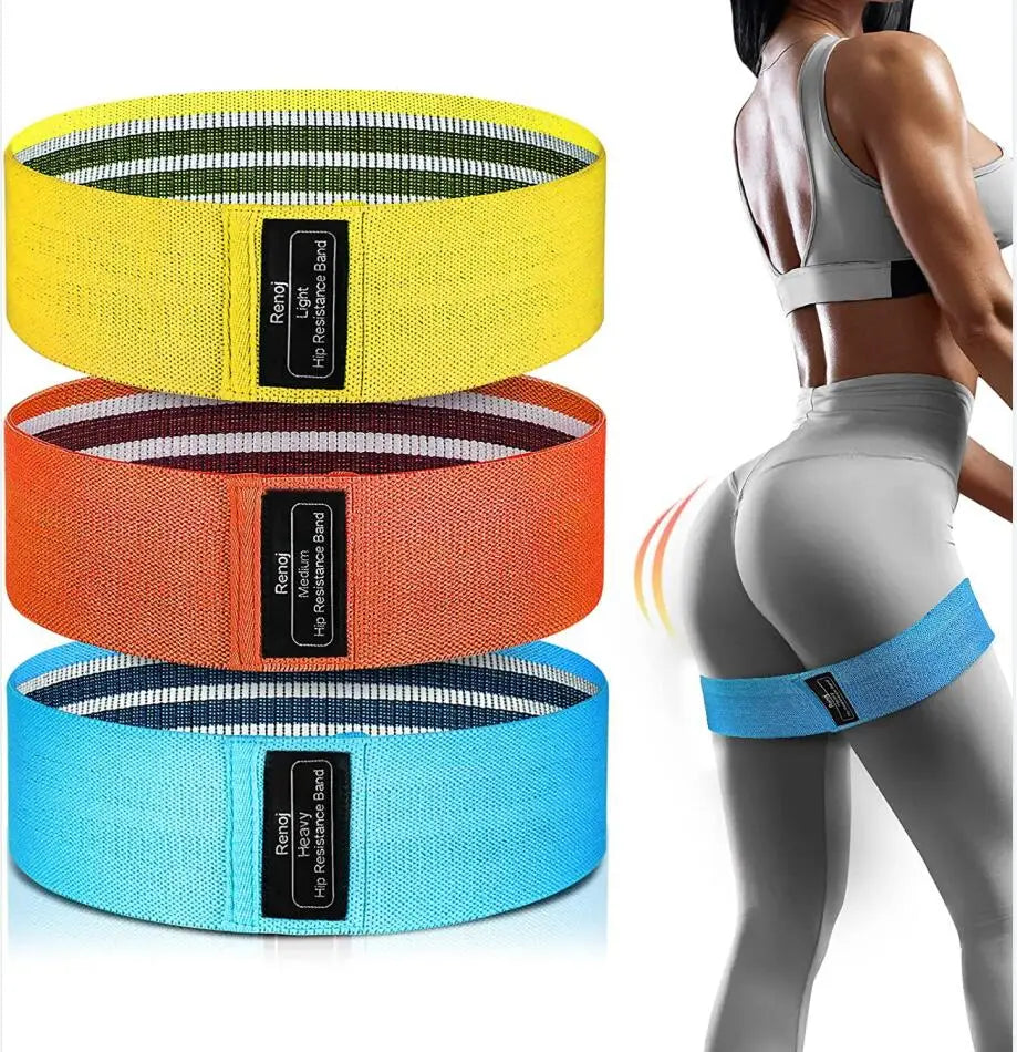 Custom Logo Booty Bands Set of 3 Heavy Resistance Fabric Hip Exercise Workout Bands for Women Latex & Cotton Loop Material