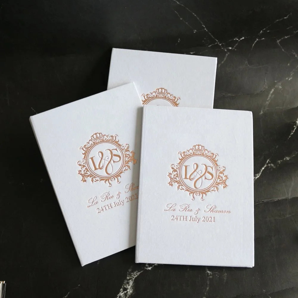 Rose Gold Mirror Acrylic Folio Hard White Velvet Invitations Card With Custom Printing Information