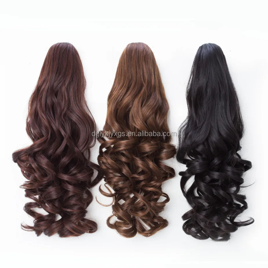 WP38 Hot Sale Synthetic Claw in Ponytails Kinky Curly Extension Curly Synthetic Hair Ponytail  Hair Pieces