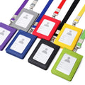 Unisex Solid Color PU Card Holder Neck Strap with Lanyard Multifunction ID Badge Card Holder in Stock