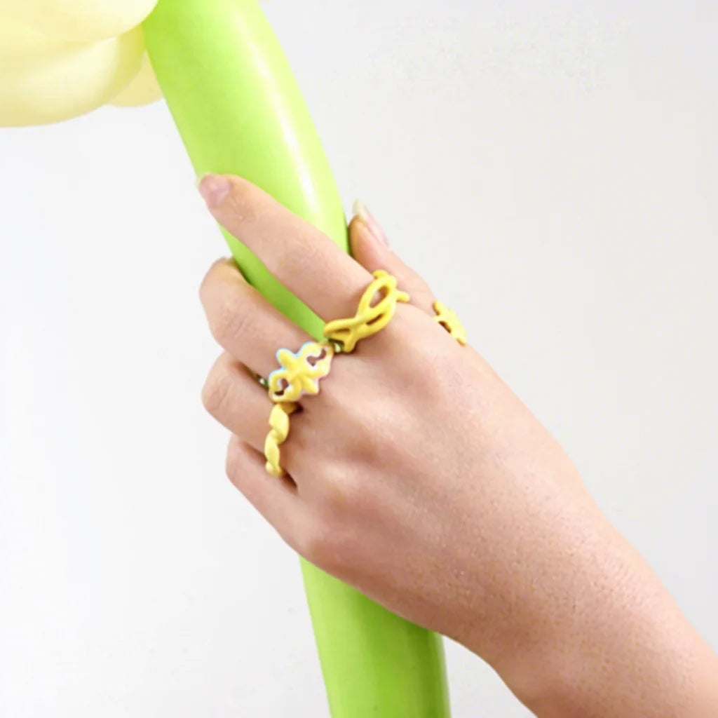 Hot Selling Y2K Yellow Oil Dripping Ring High Quality Korean Style Brass Enamel Finger Ring for Women Cute Hollow Out Design