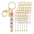 12 Pcs Metal Beads Blank Keychain for Keychain DIY Projects Pendant Jewelry Crafts Making Gift Kids Office School Supplies