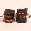 Europe New Jewelry Factory Supply Retro Brown Woven Cowhide Bracelet Simple Diy Combination Set Leather Bracelet for Men 2021