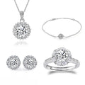 Fashion Jewelry 925 Sterling Silver Jewelry Set Moissanite Ring Pendant Earrings Necklace Gemstone Jewelry