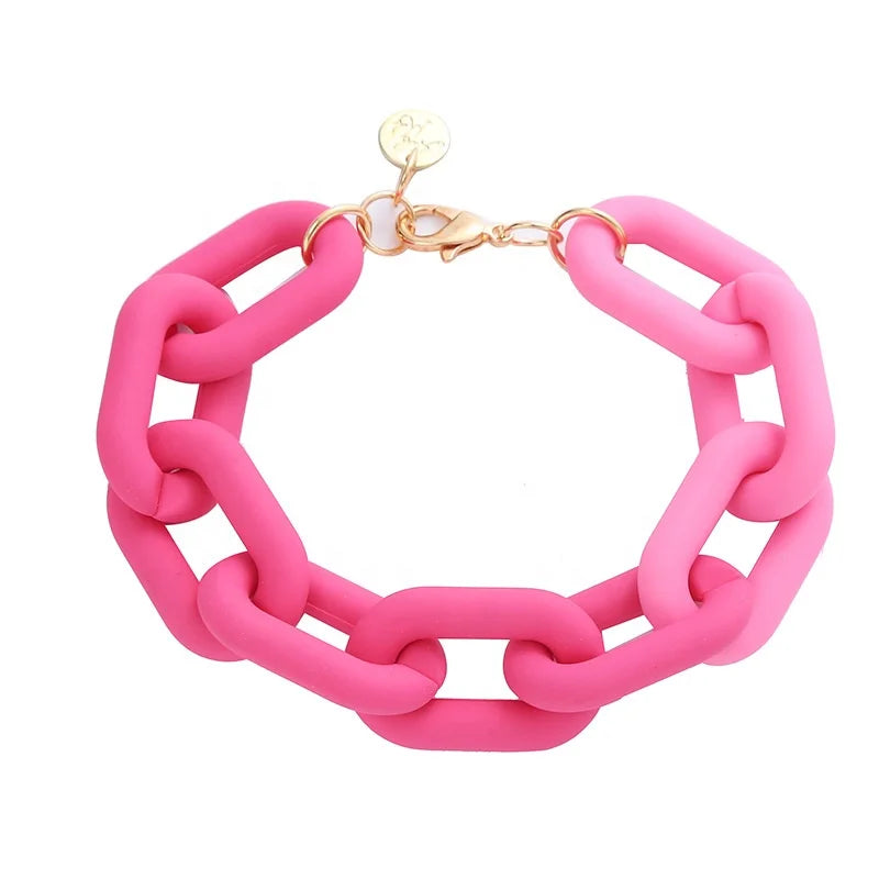 Resin Link Trendy Colorful Bracelet for Women and Beach Bracelets Surfer Rainbow Bracelets Preppy Jewelry