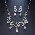 New Trendy Shiny Crystal Wedding Jewelry Beautiful Bridal Necklace Earrings Set Fashion Flower Zircon Jewelry Set for Women